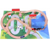 Set trenulet din lemn cu Locomotiva Electrica cu Baterie Set trenulet din lemn cu Locomotiva Electrica cu Baterie